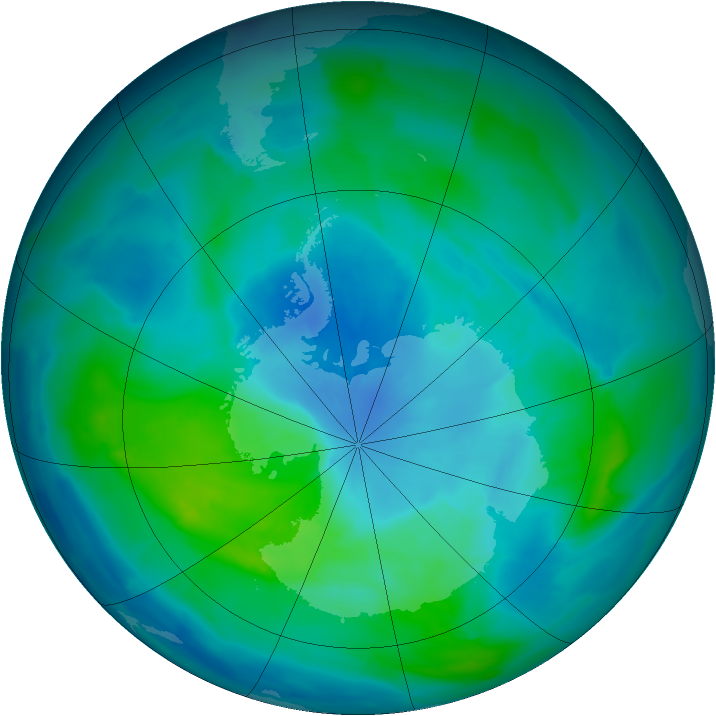 Antarctic ozone map for 10 March 2013